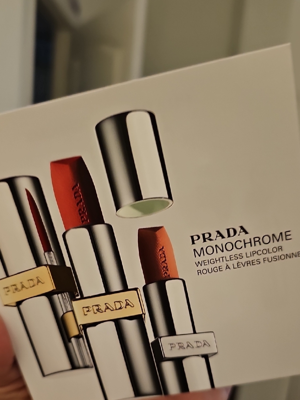 💄(2) Prada Monochrome Weightless Lipcolor Sample Card 4-colors